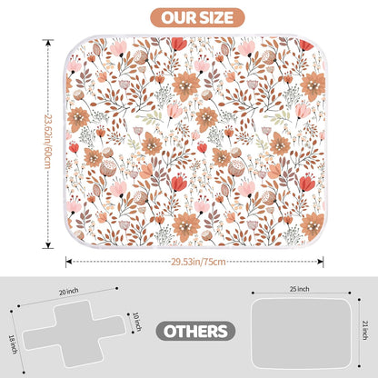 Diaper Changing Pads for Baby, Flower Change Mat, 3Layers Waterproof Change Pad Foldable Absorbent