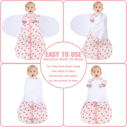 Newborn Sleep Sack Baby Swaddle,3-6 Months,3-Way Adjustable Wearable Blanket,100% Rayon Cotton