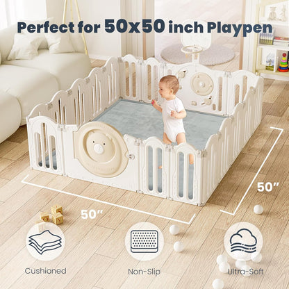 ACOMOPACK Baby Play Mat for Floor 1.3" Thick Memory Foam 50x50 Soft Velvet Playpen Mat for