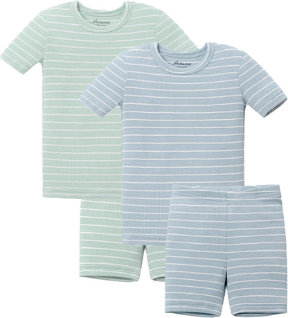 AVAUMA Stripe Pattern Baby Boys Girls Pajama Set Kids Toddler Snug fit Ribbed Sleepwear pjs for