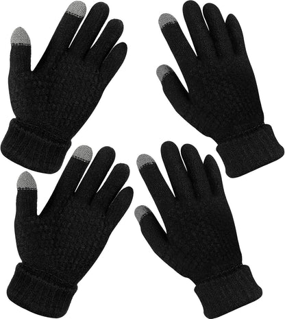 Geyoga 2 Pairs Women's Winter Touch Screen Gloves Soft Warm Fleece Lined Knit Elastic Cuff Winter
