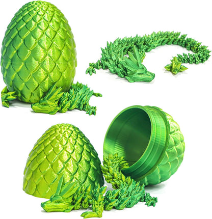 Dragon Egg - 3D Printed Egg with Flexible Pearly Sheen Dragon Inside, 3D Printed Surprise Gift