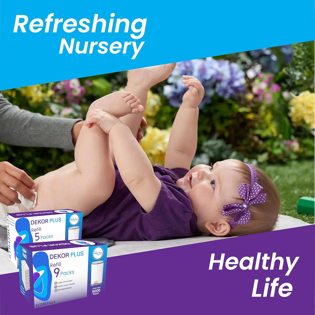 ECO-REFILLS Diaper Pail Refills - Fits Dekor PLUS Extra Thick, Powerful Odor Elimination & Fresh