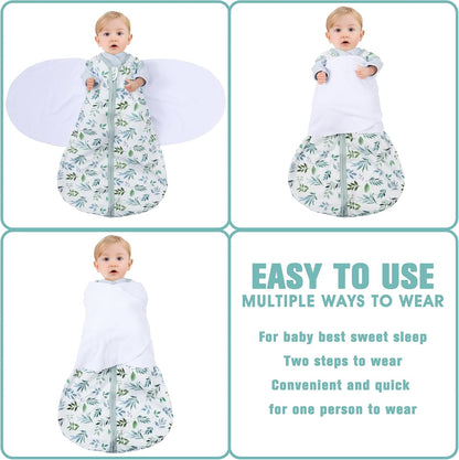 Newborn Sleep Sack Baby Swaddle,6-12 Months,3-Way Adjustable Wearable Blanket,100% Rayon Cotton