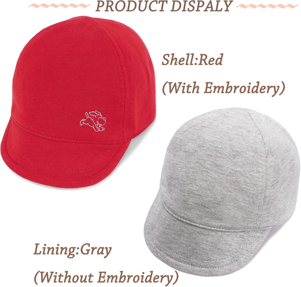 Keepersheep Baby Reversible Baseball Cap Infant Sun Hat, Cotton Knit Soft Brim for Infant Toddler