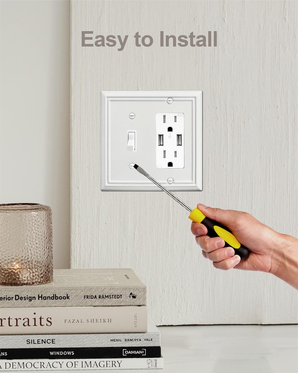 1-Pack Combination Metal Wall Plate, 1 Toggle / 1 Decorator Switch Plates and Outlet Covers, Off