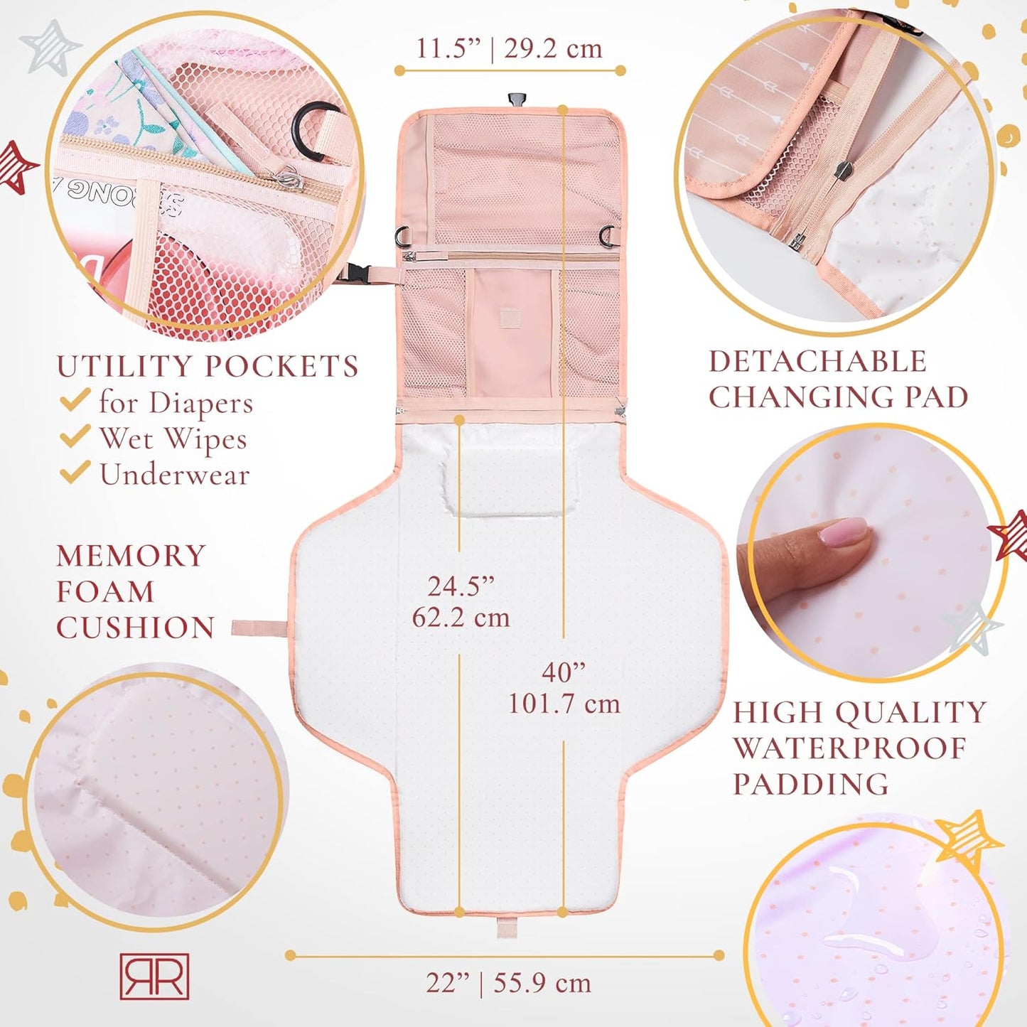 Premium Portable Diaper Changing Pad – CPC Certified Waterproof 2-in-1 Diaper Clutch & Changing Mat