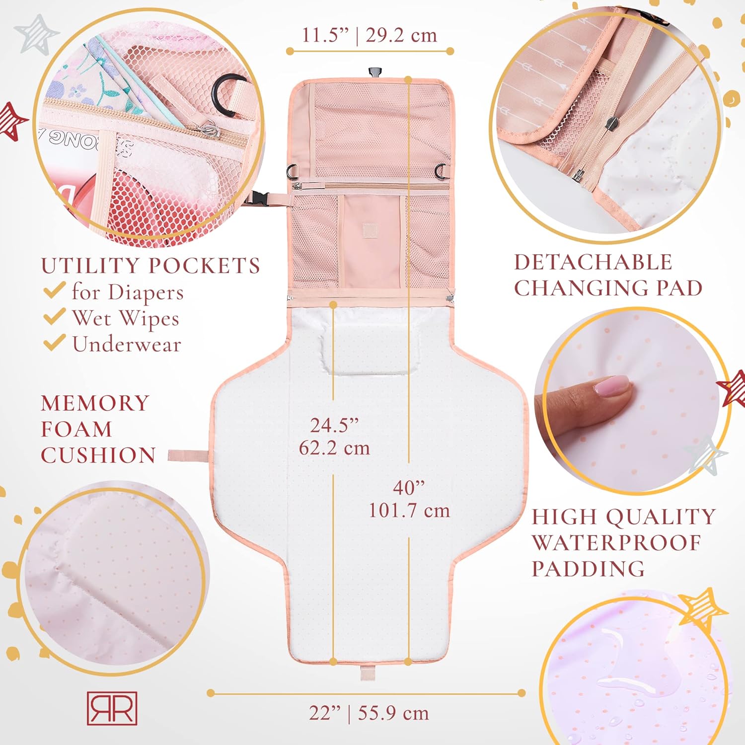 Premium Portable Diaper Changing Pad – CPC Certified Waterproof 2-in-1 Diaper Clutch & Changing Mat