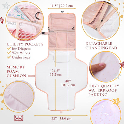 Premium Portable Diaper Changing Pad – CPC Certified Waterproof 2-in-1 Diaper Clutch & Changing Mat