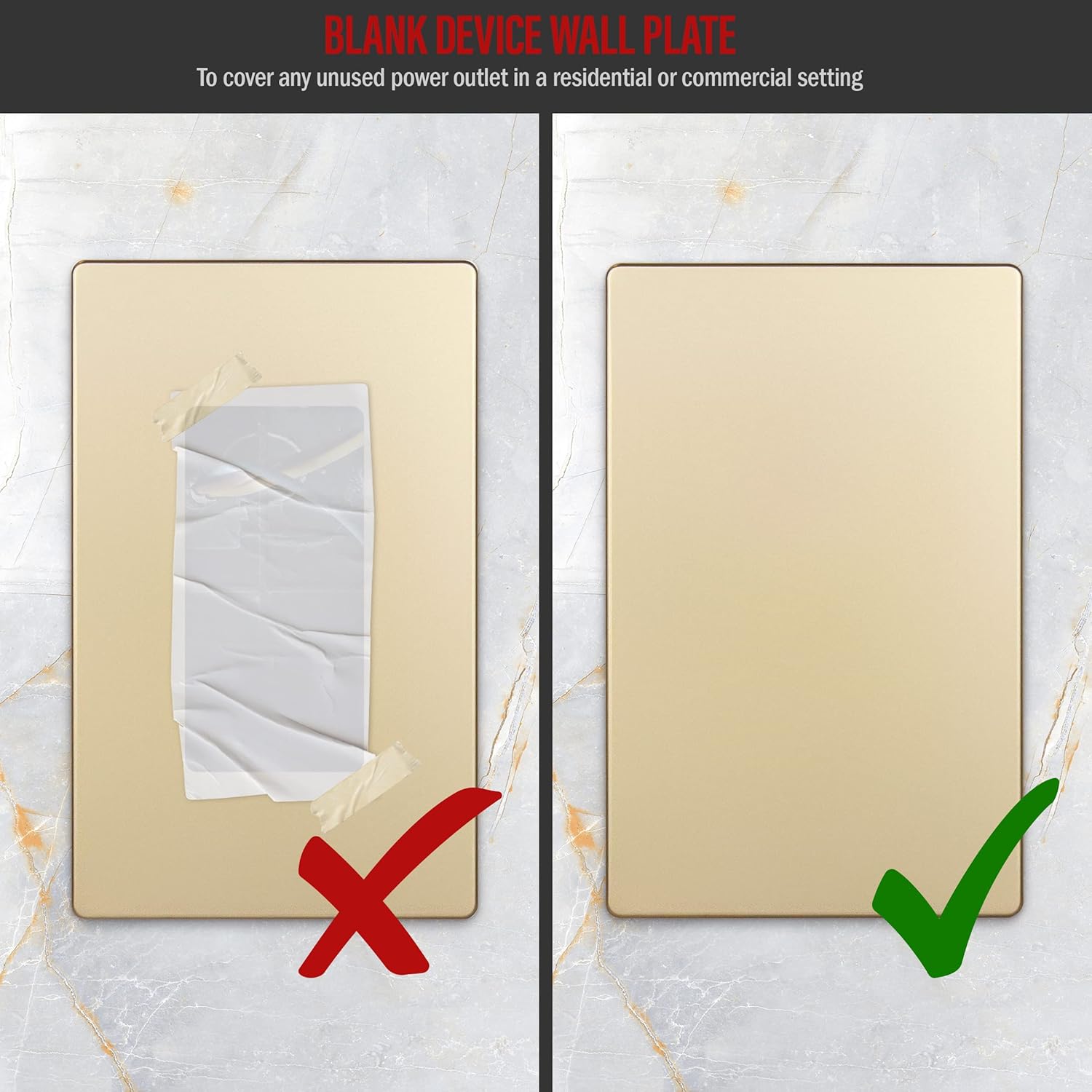 ENERLITES Screwless Blank Wall Plate, Child Safe Blank Device Outlet Cover, Standard Size, 1-Gang