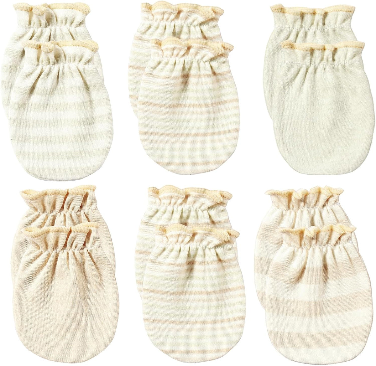 Newborn Mittens No Scratch 100% Cotton Mitts Boy Girl baby mittens 0-6 months 6 Pack