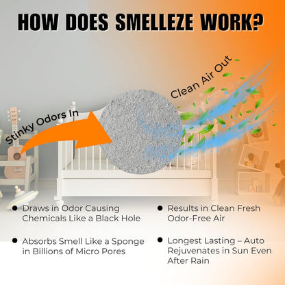 SMELLEZE Diaper Pail Deodorizer, Odor Eliminator for Diaper Pail, Baby Poop Deodorizer & Human