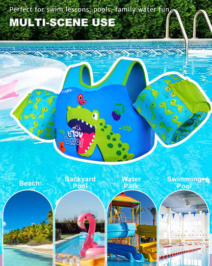 AEOCOO Puddle Float Jumper 20-30 Pounds, Toddler Swim Vest for 1-2 Years Old, Pool Floats with