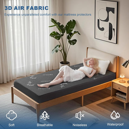 BEDLORE Twin XL Size Mattress Protector Waterproof, Mattress Pad Fitted 6-15 Inch Deep Pocket, 3D