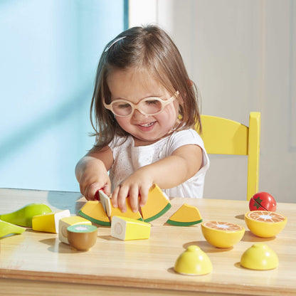 Melissa & Doug Wooden Cutting Fruit Toy Food Set & Pretend Play Kitchen Accessories, Preschool