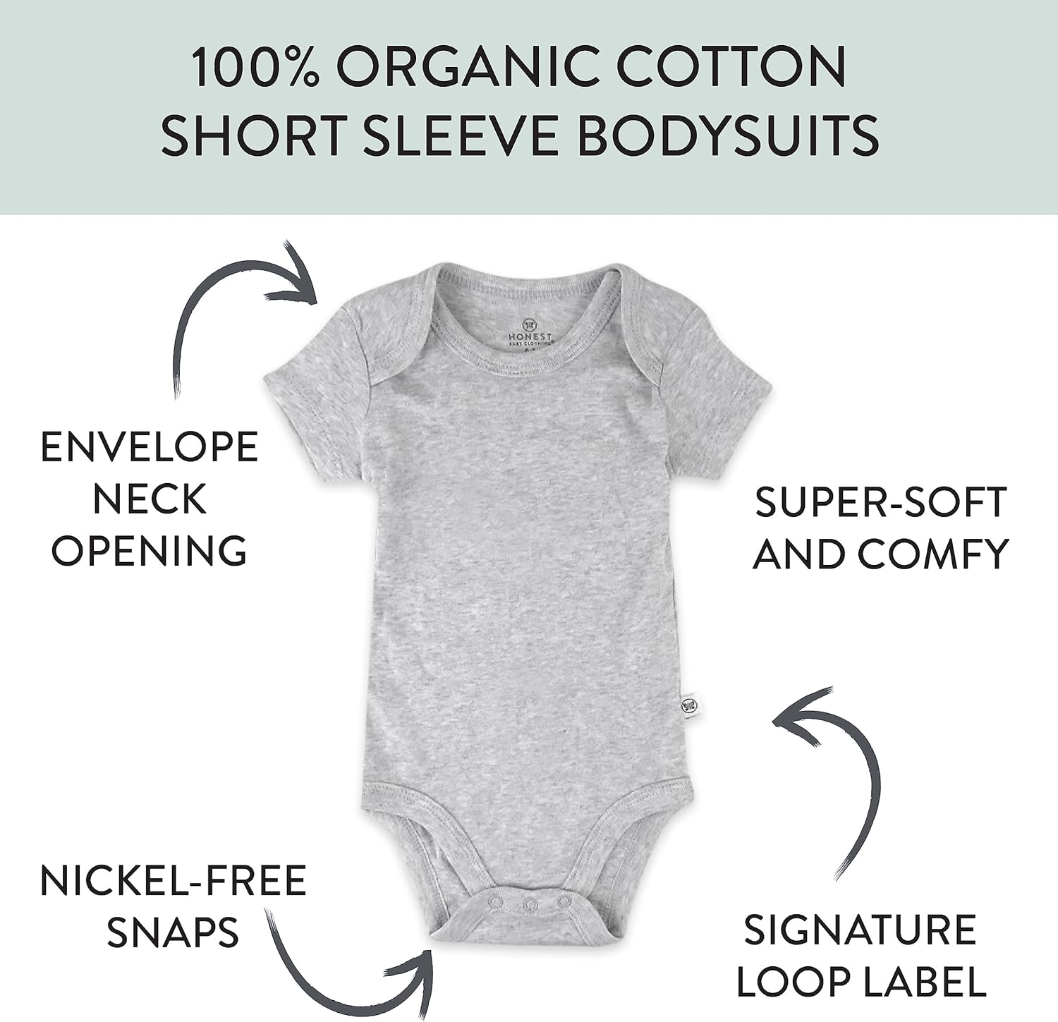 HonestBaby unisex-baby 10-pack Short Sleeve Bodysuits One-piece 100% Organic Cotton for Infant Baby
