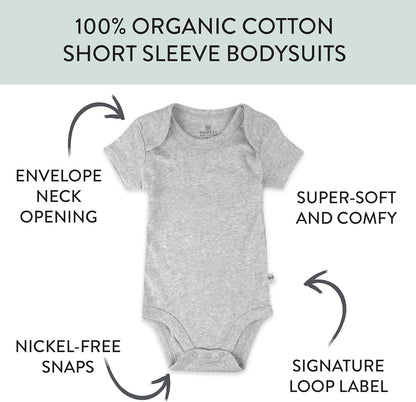 HonestBaby unisex-baby 10-pack Short Sleeve Bodysuits One-piece 100% Organic Cotton for Infant Baby