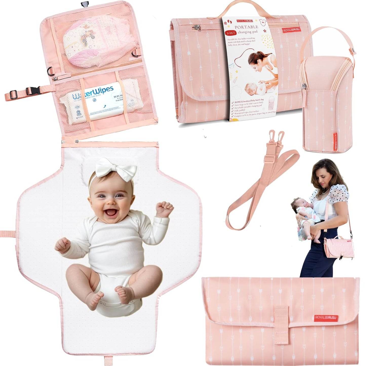 Premium Portable Diaper Changing Pad – CPC Certified Waterproof 2-in-1 Diaper Clutch & Changing Mat
