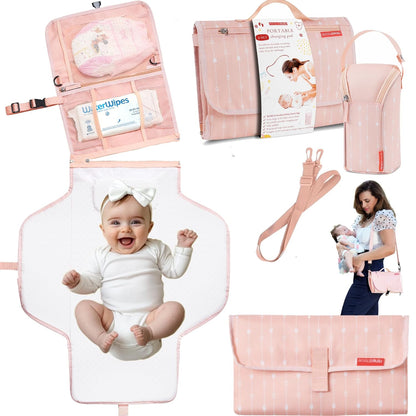 Premium Portable Diaper Changing Pad – CPC Certified Waterproof 2-in-1 Diaper Clutch & Changing Mat
