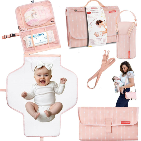 Premium Portable Diaper Changing Pad – CPC Certified Waterproof 2-in-1 Diaper Clutch & Changing Mat