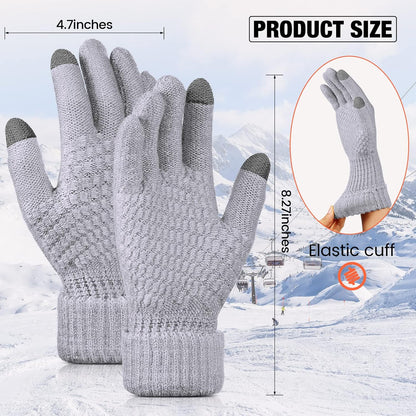 Geyoga 2 Pairs Women's Winter Touch Screen Gloves Soft Warm Fleece Lined Knit Elastic Cuff Winter