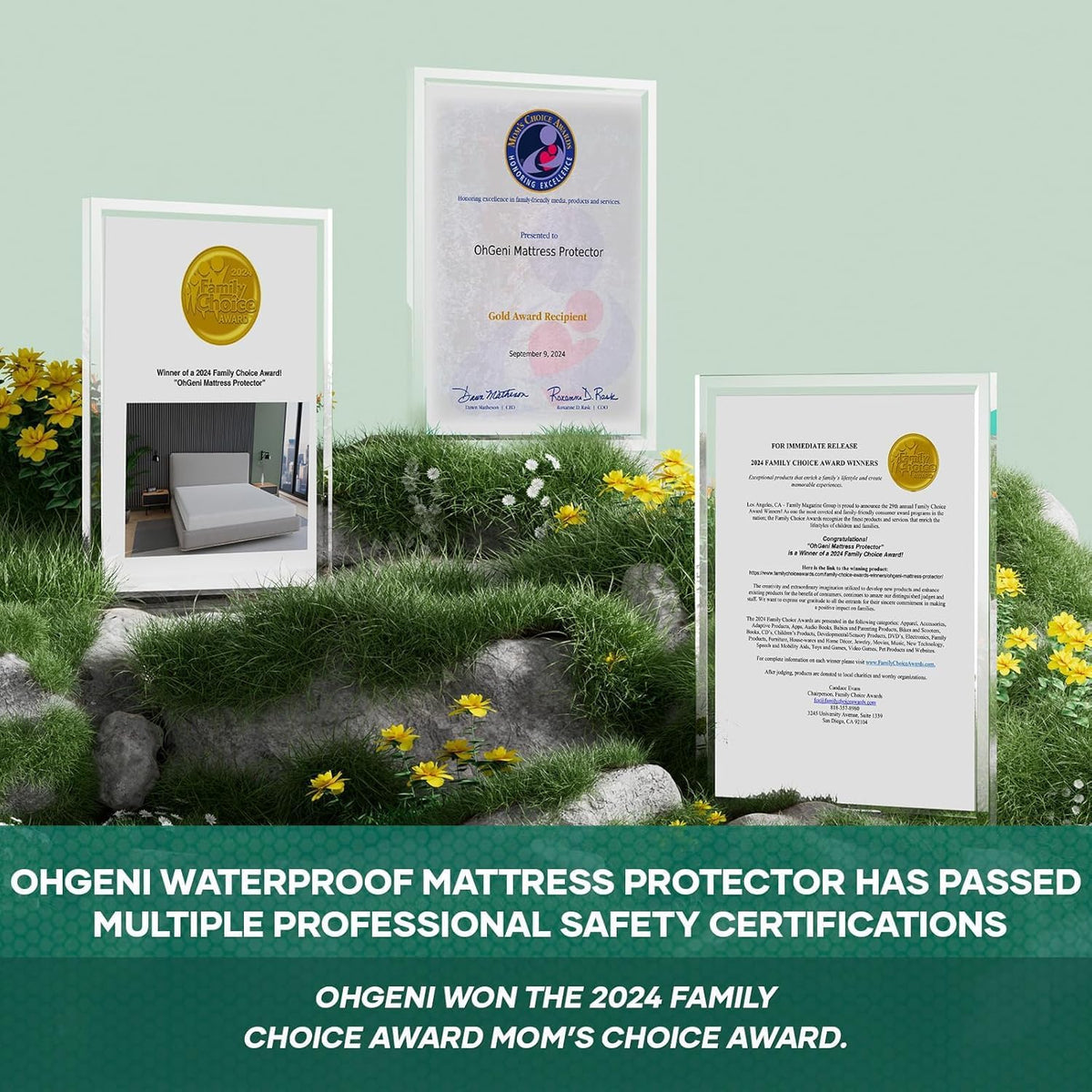 OhGeni 100% Waterproof Mattress Protector, California King-Gray Mattress Pad, Fits 6"-20"