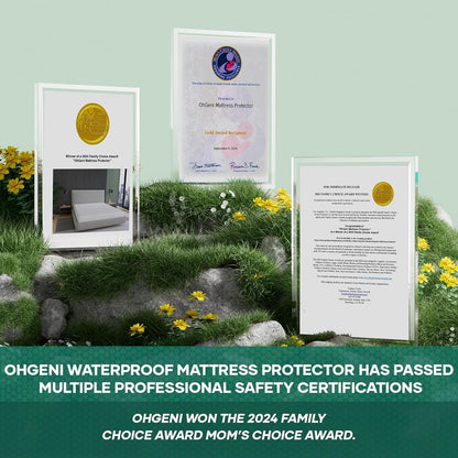 OhGeni 100% Waterproof Mattress Protector, Twin-Gray Size Mattress Pad, Fits 6"-20" Mattresses with