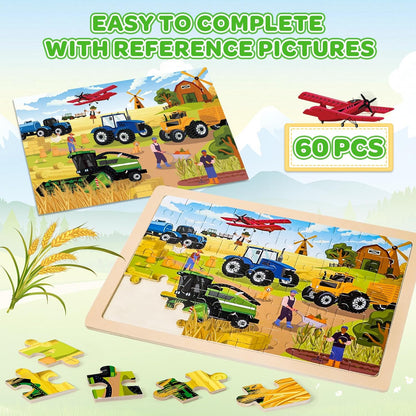 Puzzles for Kids Ages 4-6, 6 Packs 60 Pcs Wooden Jigsaw Puzzles for Kids Ages 6-8, Preschool