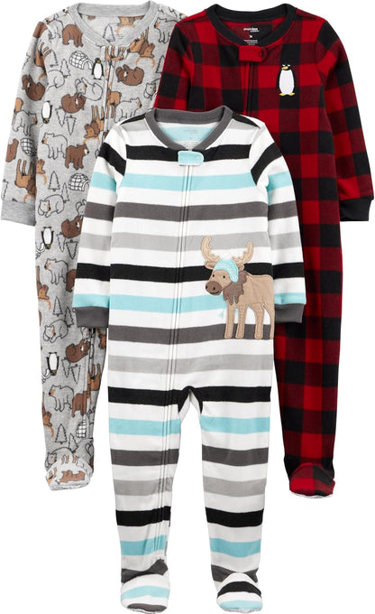 Simple Joys by Carter's Toddlers and Baby Boys' Loose-Fit Flame Resistant Fleece Footed Pajamas