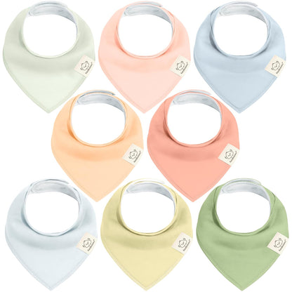 8-Pack Organic Baby Bandana Bibs for Girls - Super Absorbent Triangle Baby Bibs for Drooling and