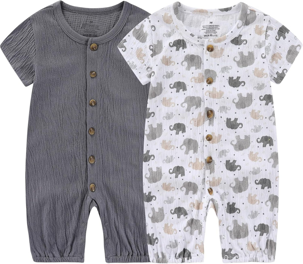 Baby Girl Romper Button Jumpsuit Summer Infant Boy Clothes for 0-24 Months