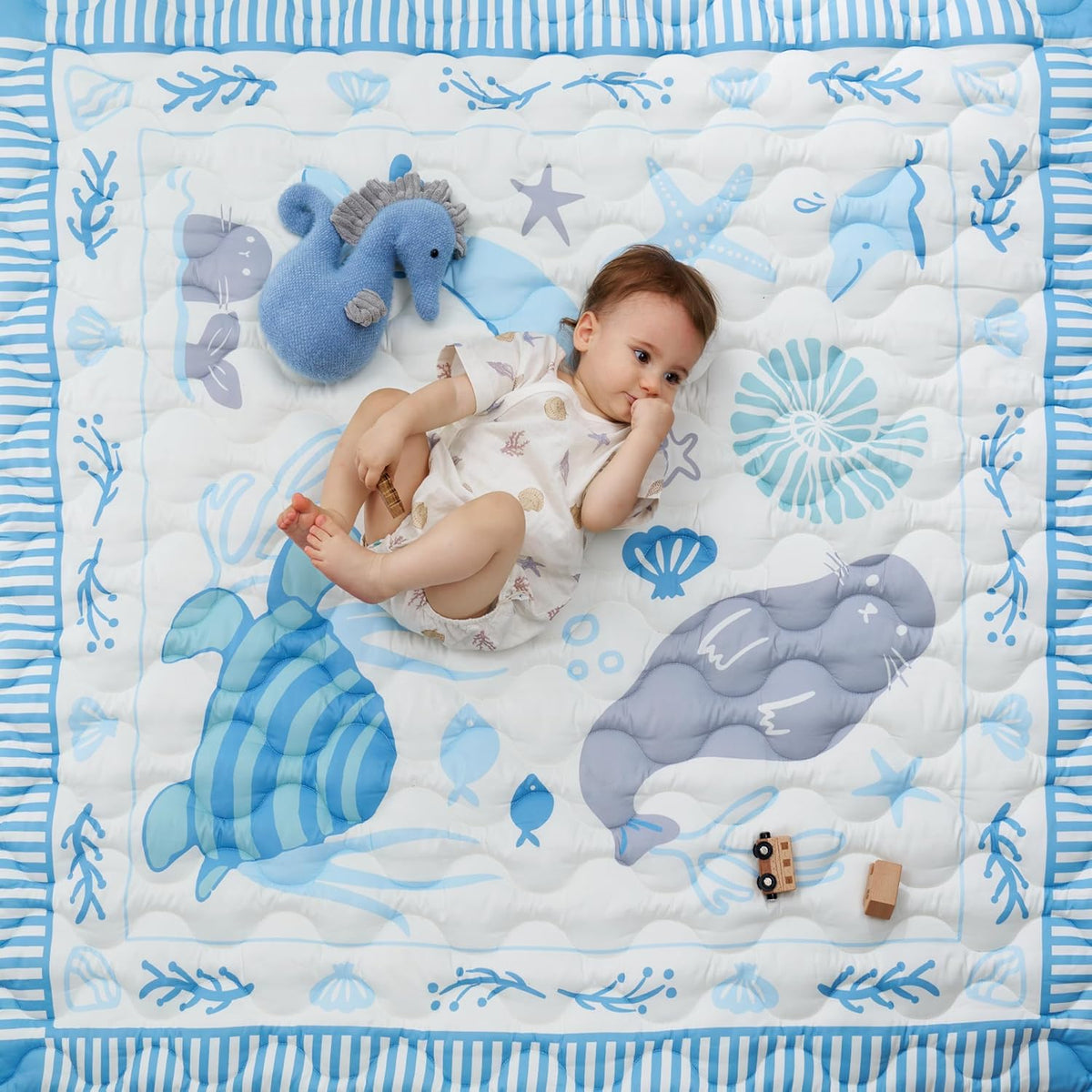 Momcozy Baby Play Mat for Floor, 50x50 Thickened Playpen Mat, Playmate for Baby Tummy Time