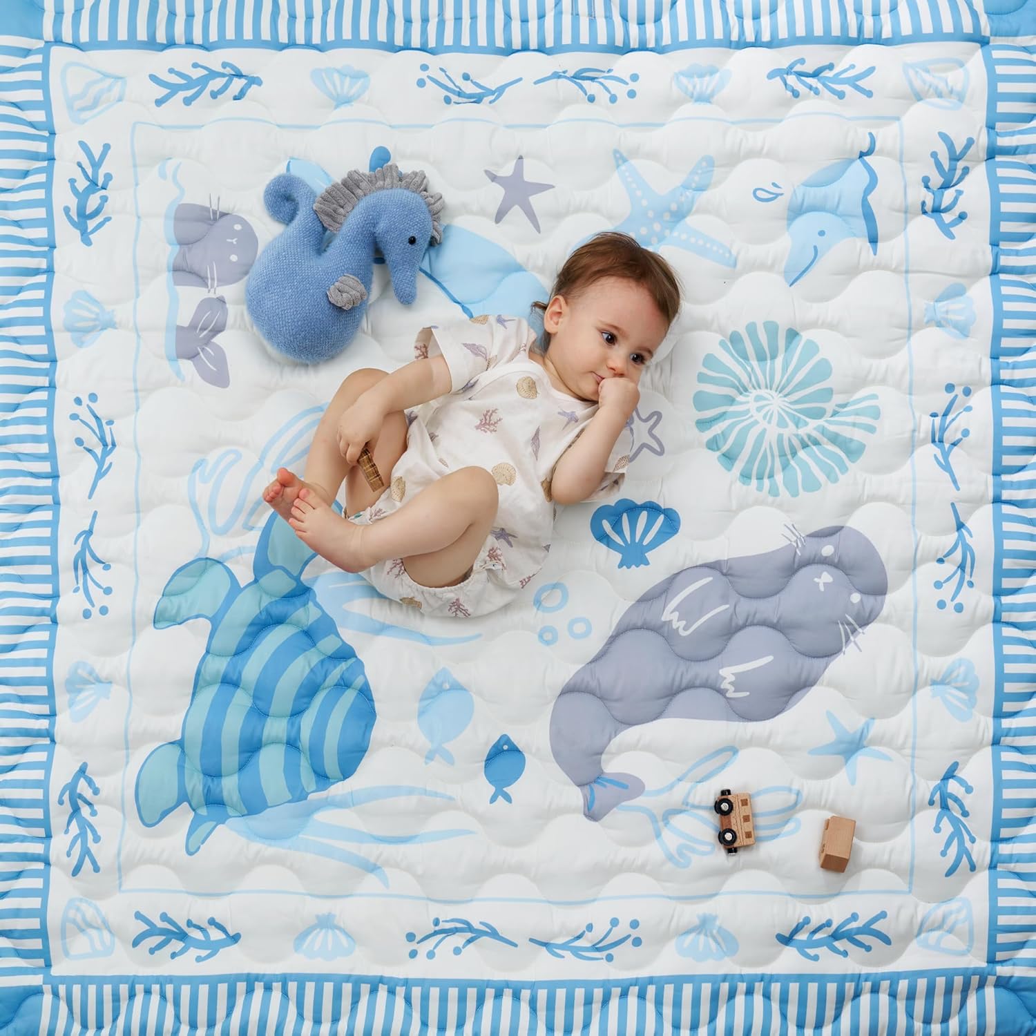 Momcozy Baby Play Mat for Floor, 50x50 Thickened Playpen Mat, Playmate for Baby Tummy Time
