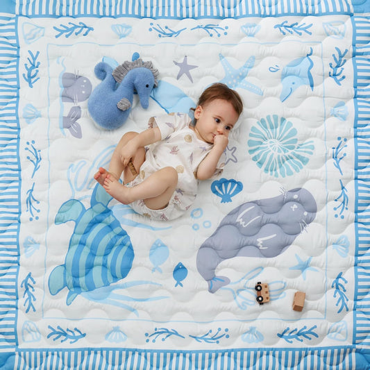 Momcozy Baby Play Mat for Floor, 50x50 Thickened Playpen Mat, Playmate for Baby Tummy Time