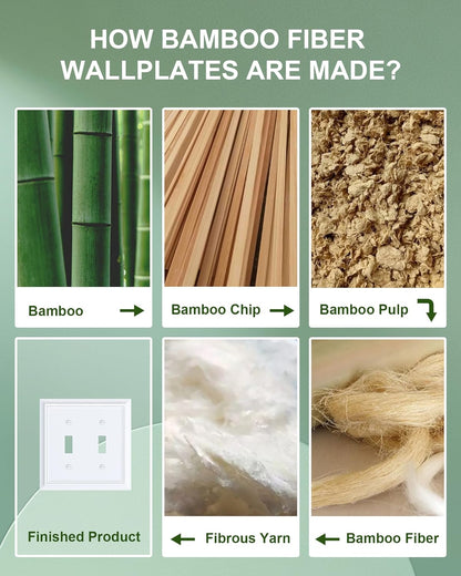 2-Pack Double Toggle Light Switch Cover Plate, Durable Natural Bamboo Fiber Decorative Switch Plate