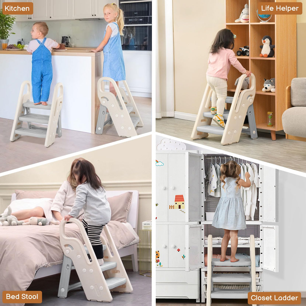 Onasti Foldable Step Stool for Bathroom Sink, Adjustable 3 Step Stool for Kids Toilet Potty