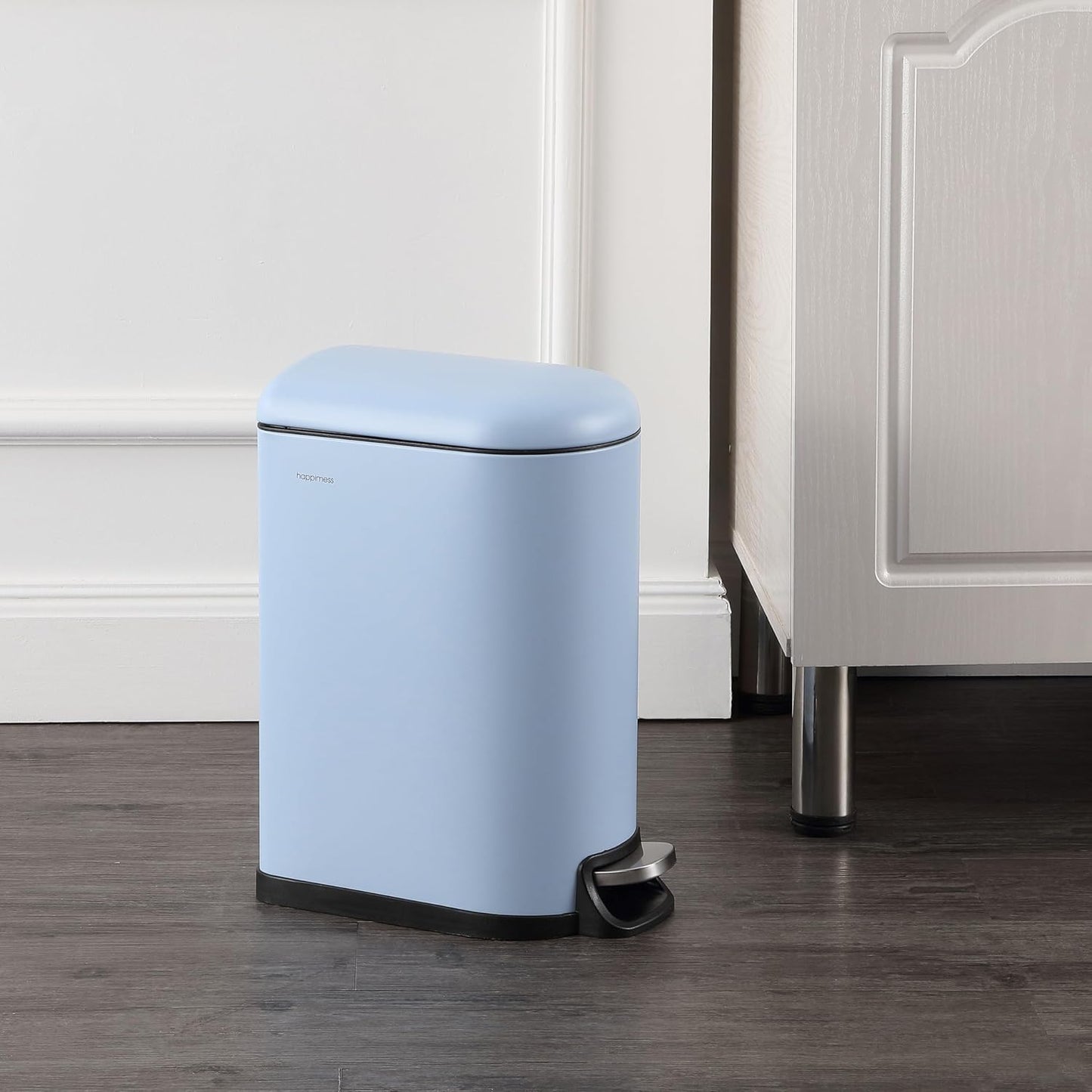 happimess HPM1009H Roland Mini 2.6-Gallon Step-Open Trash Can, Tide Pool Blue,with Soft-Close Lid