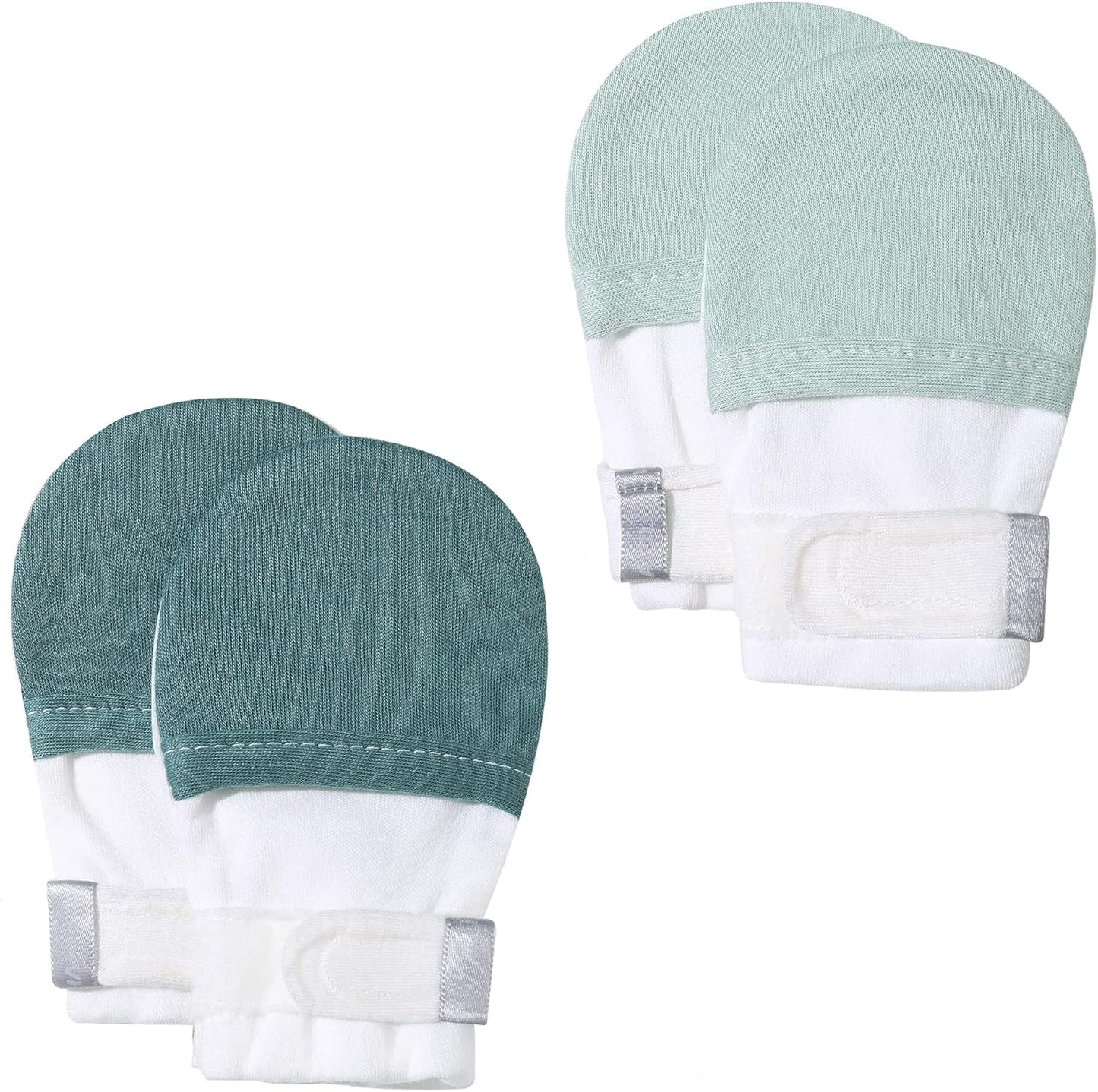 HAPIU Baby No Scratch Mittens Stay On, 100% Cotton Breathable, Adjustable Infant Gloves for Boys