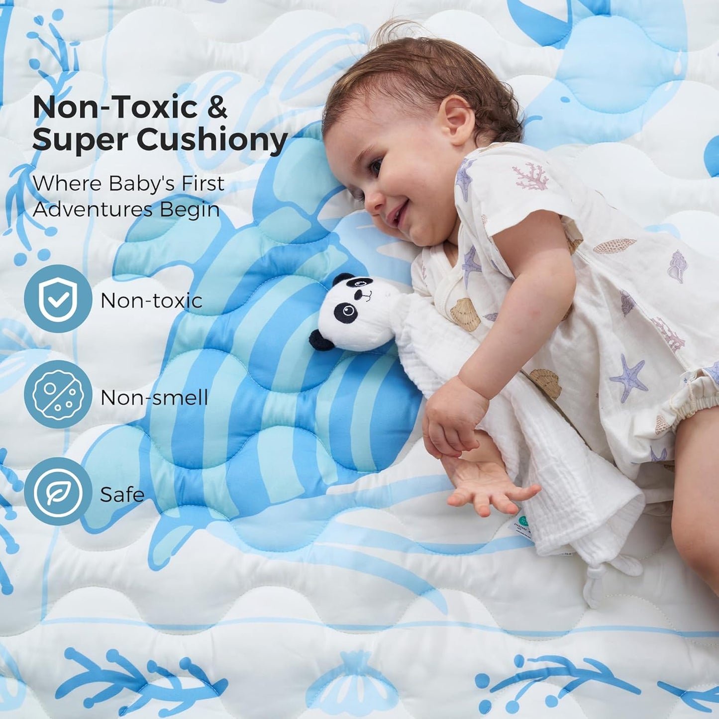 Momcozy Baby Play Mat for Floor, 50x50 Thickened Playpen Mat, Playmate for Baby Tummy Time