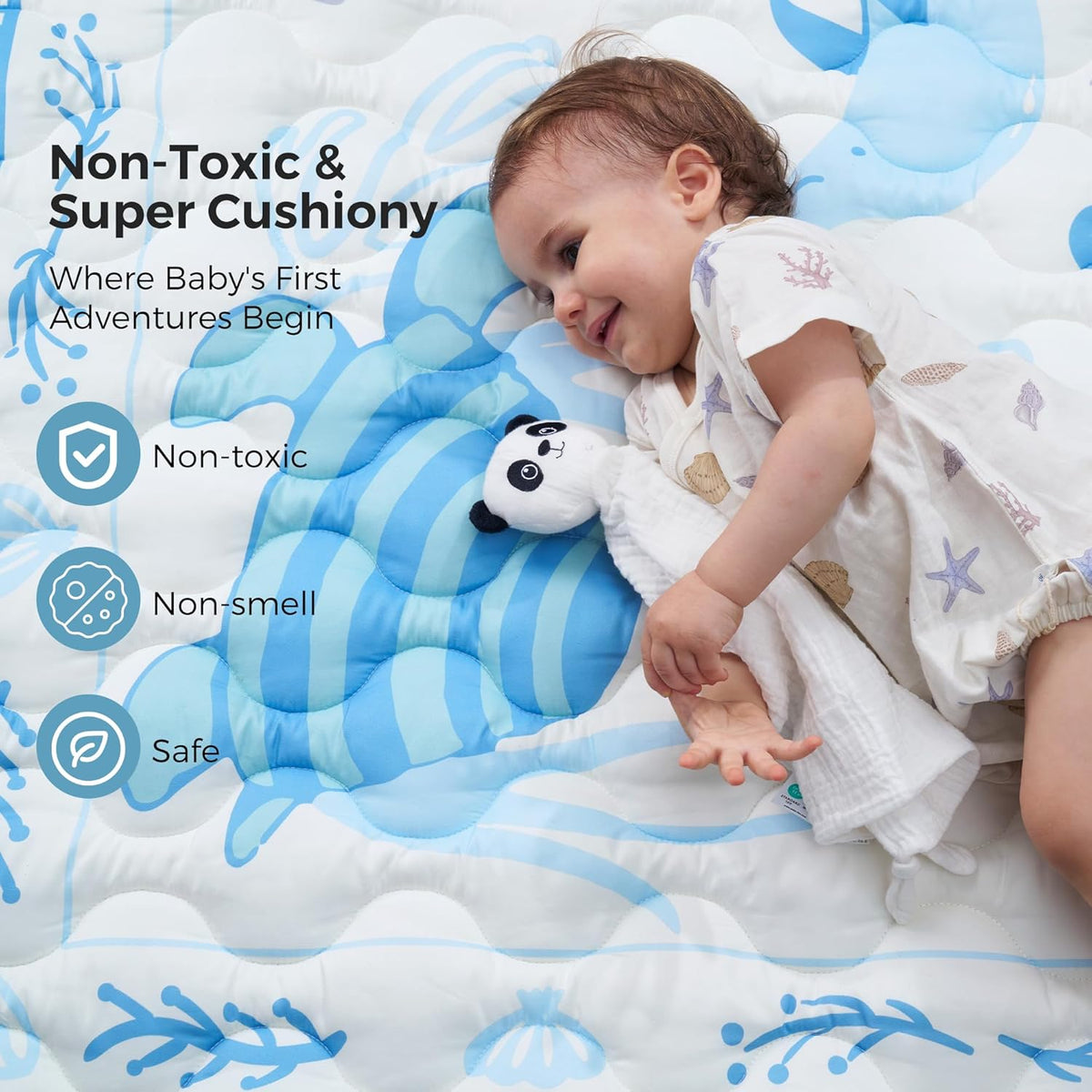 Momcozy Baby Play Mat for Floor, 50x50 Thickened Playpen Mat, Playmate for Baby Tummy Time