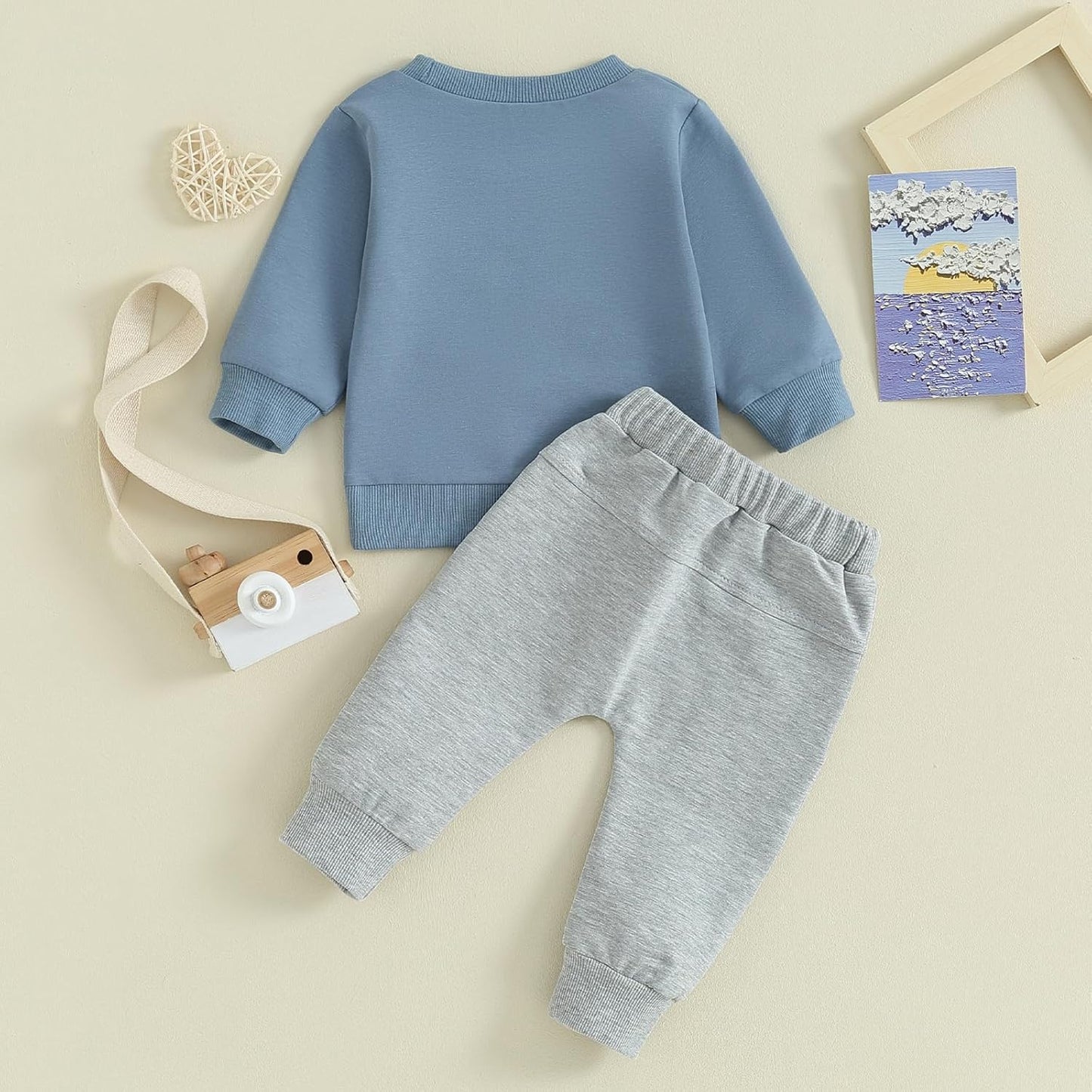 Baby Boy Clothes Fall 6 12 18 24 Months Football Long Sleeve Pullover Tops & Pant Sets Toddler
