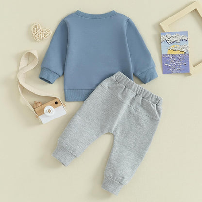 Baby Boy Clothes Fall 6 12 18 24 Months Football Long Sleeve Pullover Tops & Pant Sets Toddler