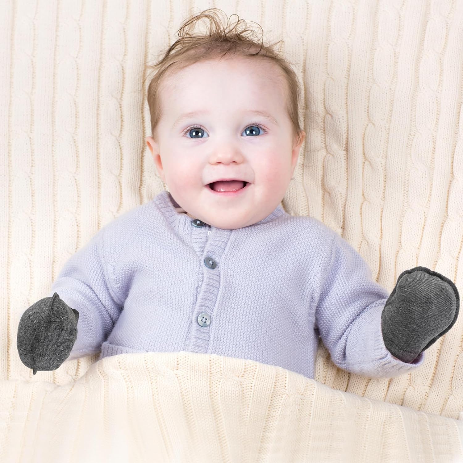 9 Pairs Newborn Baby Boys Girls Mittens 0-6 Months Infant Toddler Mittens No Scratch Solid Color