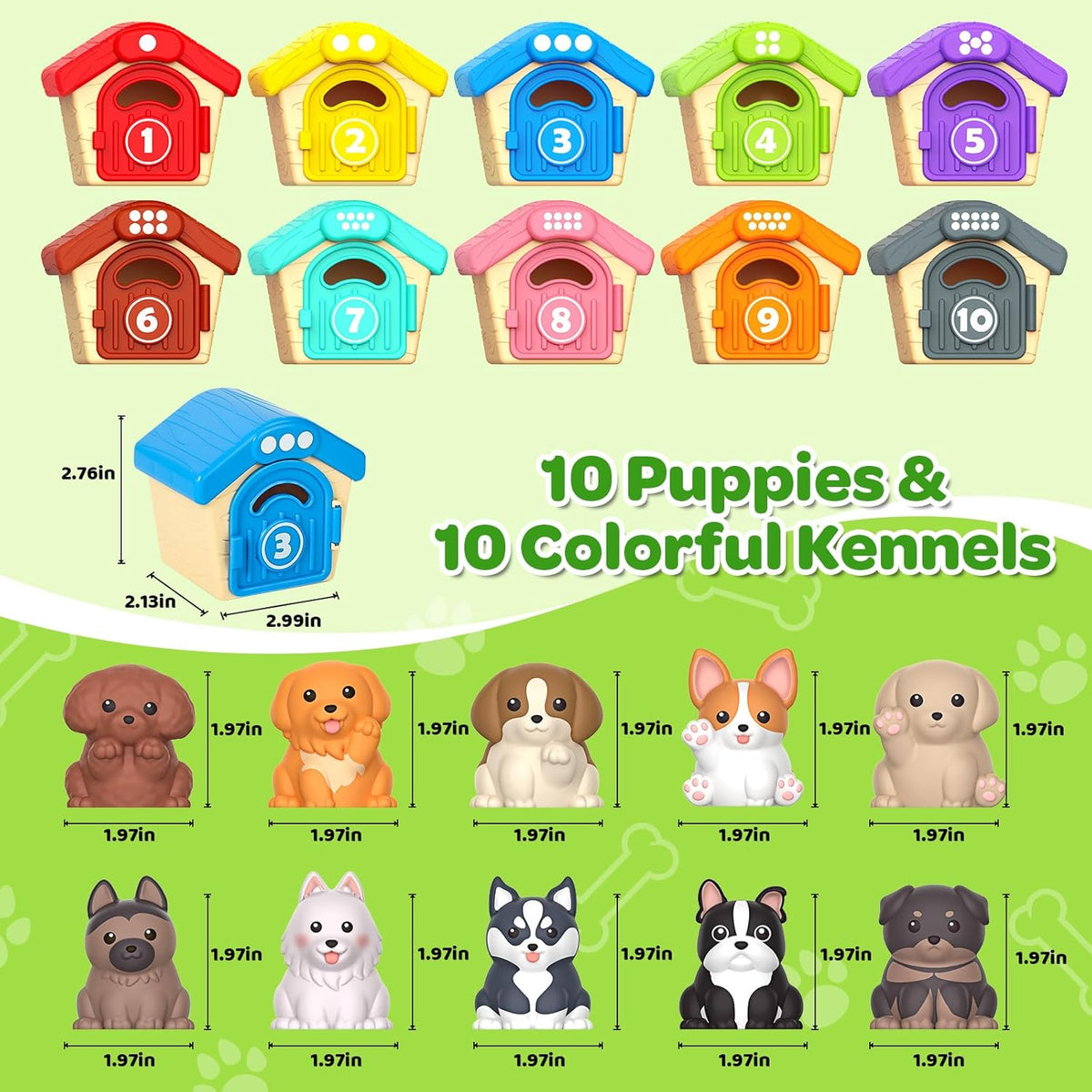 Toddler Toys for 1 2 3 Year Old, 20 Pcs Dog Toys for Kids, Montessori Educational Counting