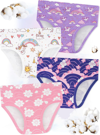 Girls' Underwear,Soft Cotton Tagless Panties for Toddlers' & Little Kids Comfort,Breathable