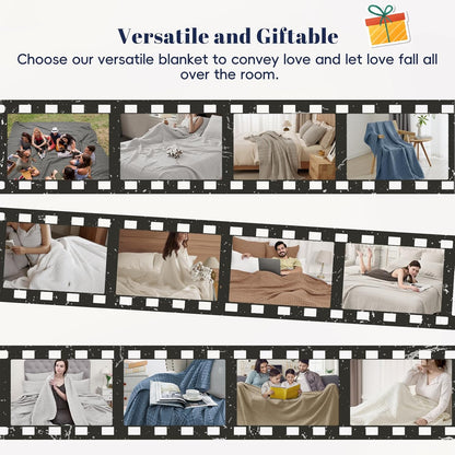 PHF 100% Cotton Waffle Weave Throw Blanket, Soft Lightweight Breathable Cozy Summer Throws for