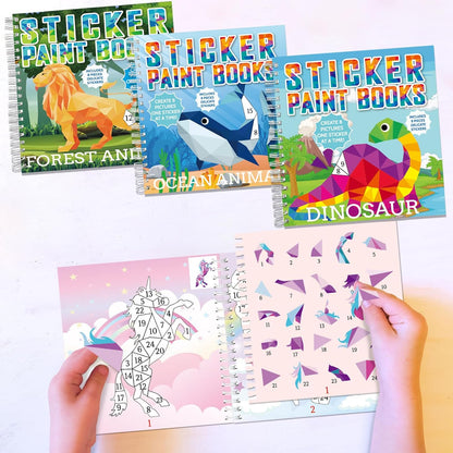 4 Pcs Paint by Sticker Books for Kids Ages 4-8 Sticker by Number Books Activity Book for Kids Ages