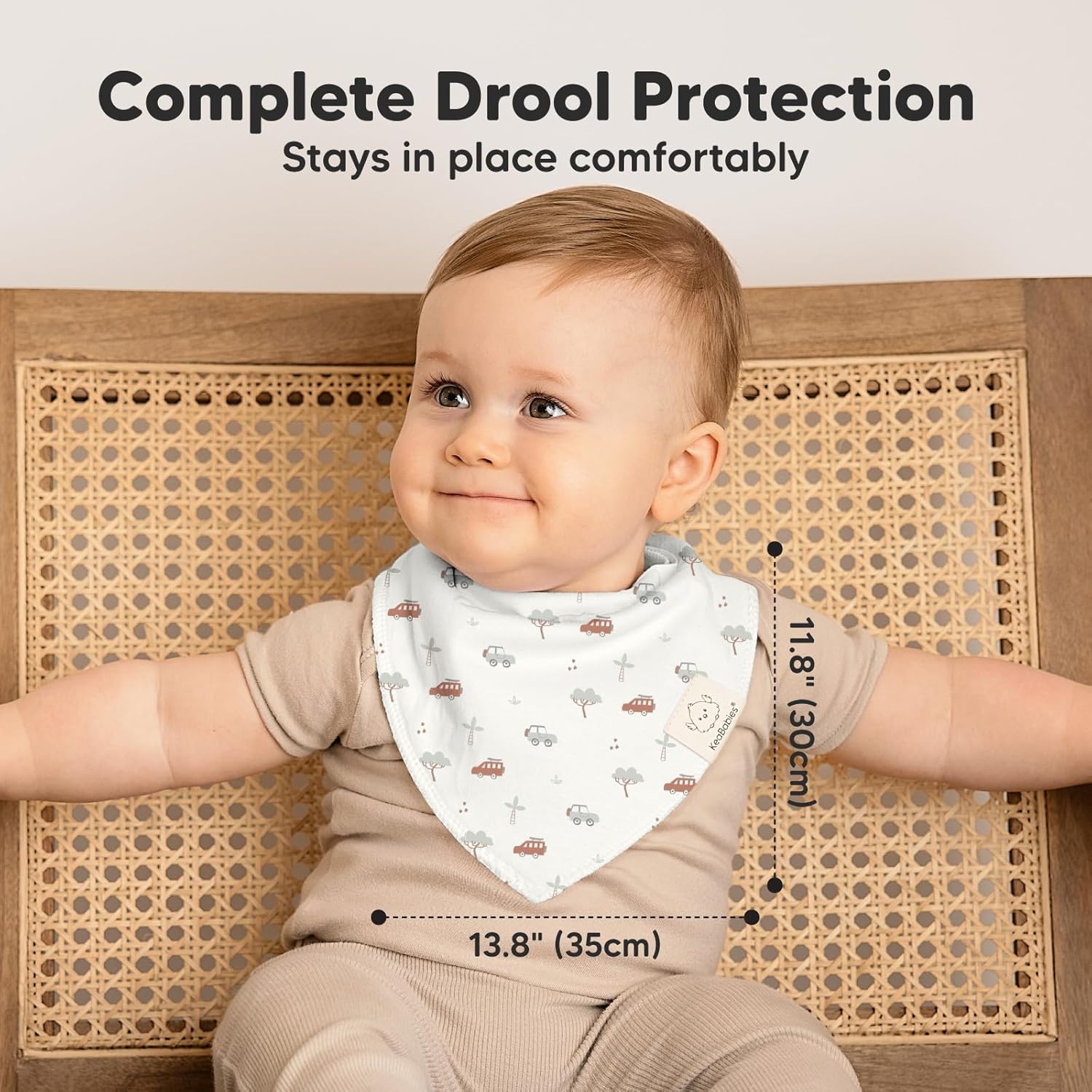 8-Pack Organic Baby Bandana Bibs for Boys, Girls - Super Absorbent Triangle Baby Bibs for Drooling