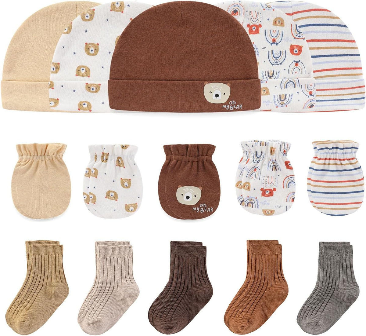 Baby Hats Mittens and Socks Set Cotton Newborn Hat Beanie Soft Infant Girls Boys Caps Gloves 0-6