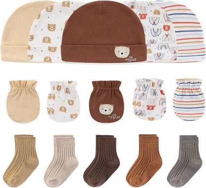 Baby Hats Mittens and Socks Set Cotton Newborn Hat Beanie Soft Infant Girls Boys Caps Gloves 0-6